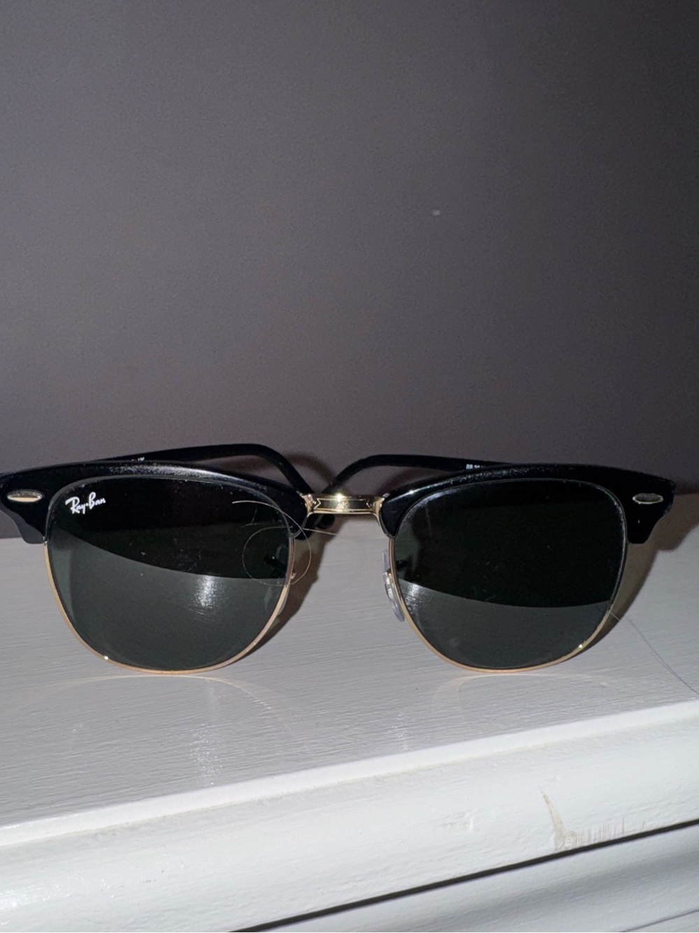 Ray-Ban RB3016 Clubmaster W0365 Black Gold G-15 Sunglasses 51mm